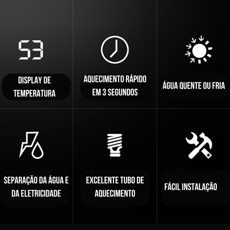 Torneira com Água Quente Instantânea com aquecedor embutido na torneira da cozinha