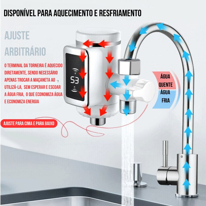 Torneira com Água Quente Instantânea com aquecedor embutido na torneira da cozinha