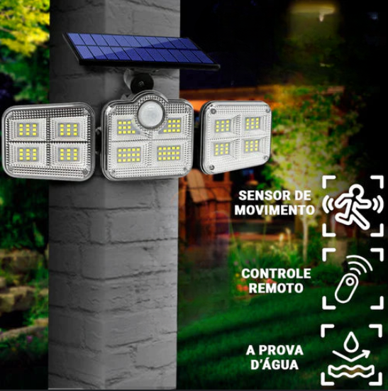 Refletor Led Solar Super Bright Light, Uso Exterior e Interior, Impermeável, Luminária Ajustável, Largo Ângulo de Iluminação