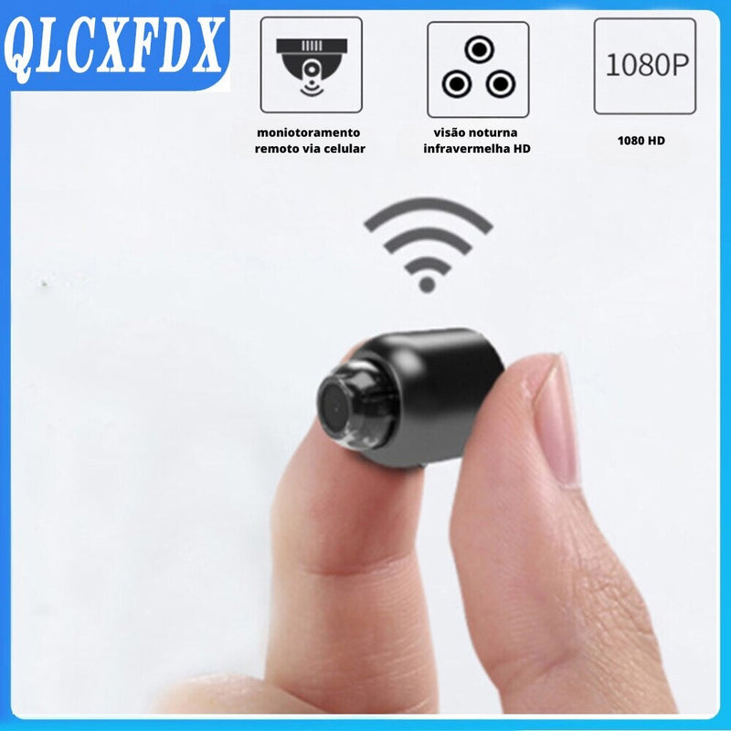Mini Câmera 1080P WiFi, Vídeo Visão Noturna, Mobile 90° Gravador de Áudio Suporte Cartão Memória até 128GB
