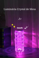 Luminária de Mesa LED tipo Cristal, USB Recarregável, Touch Night Light, Regulável, Romântico, Diamante, uso Quarto, Sala