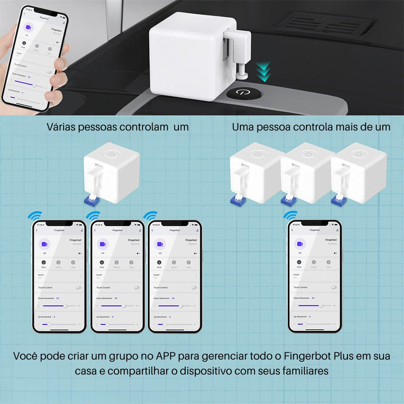 Robô Fingerbot Plus Controlador de Automação Inteligente para Acionamento de Interruptores via Wifi Bluetooth