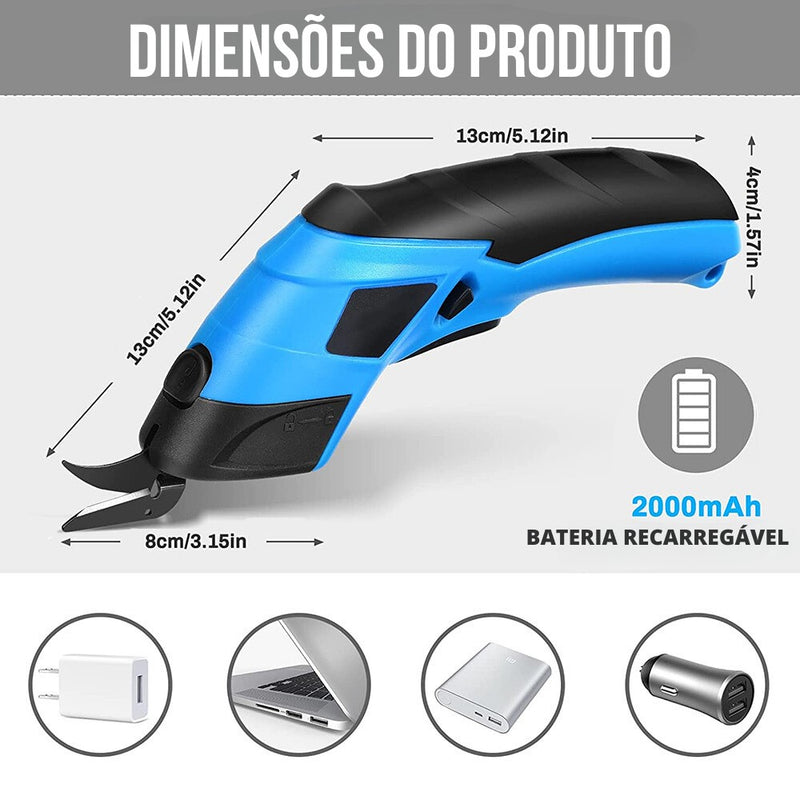 Tesoura elétrica doméstica de 3,6 V, tesoura de aço de tungstênio Recarregável por USB, muito afiada, ferramenta de corte portátil para couro/tecido