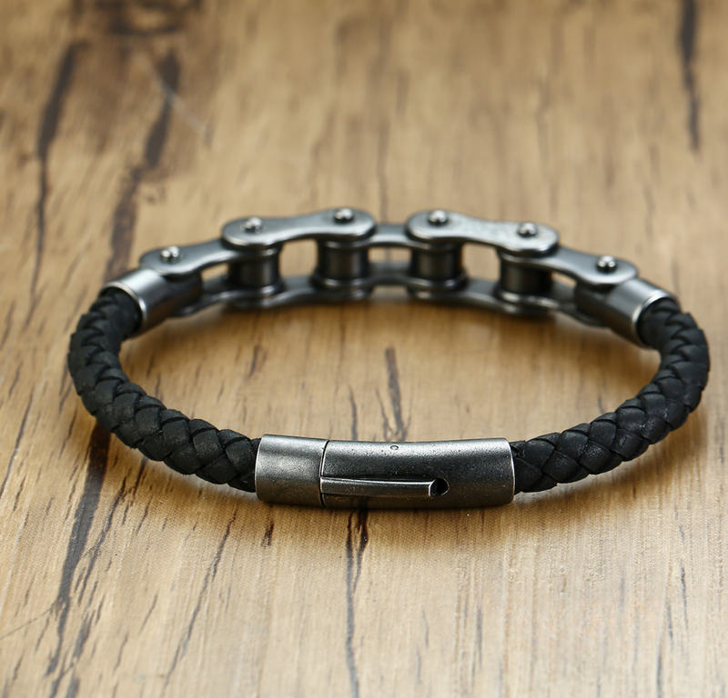 Pulseira Formato Mix Correia de Moto e Couro