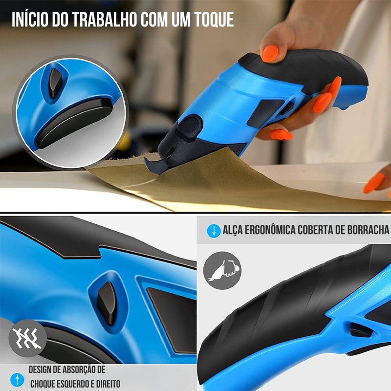 Tesoura elétrica doméstica de 3,6 V, tesoura de aço de tungstênio Recarregável por USB, muito afiada, ferramenta de corte portátil para couro/tecido