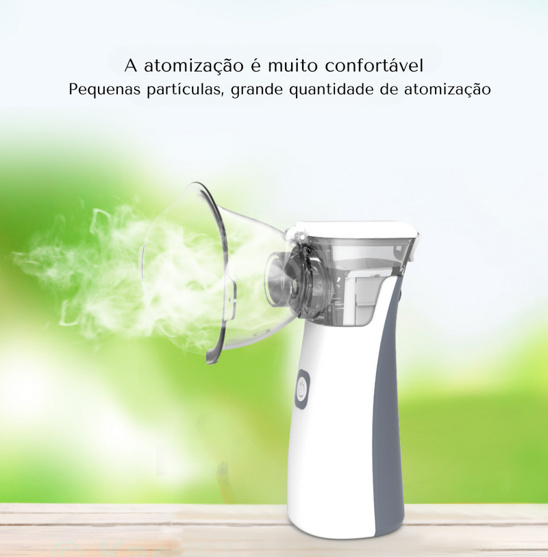 Nebulizador Médico para Inalação Oral e Nasal, Uso de Adultos e Crianças Uso Bateria, Sem Fio,  Carga Rápida Portátil e Tamanho Pequeno