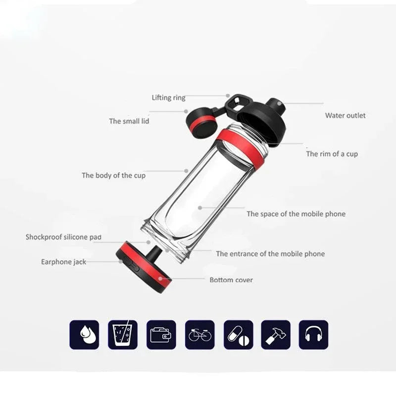 Garrafa de Água com Compartimento para Celular: Hidratação e Conveniência em um Só Produto!