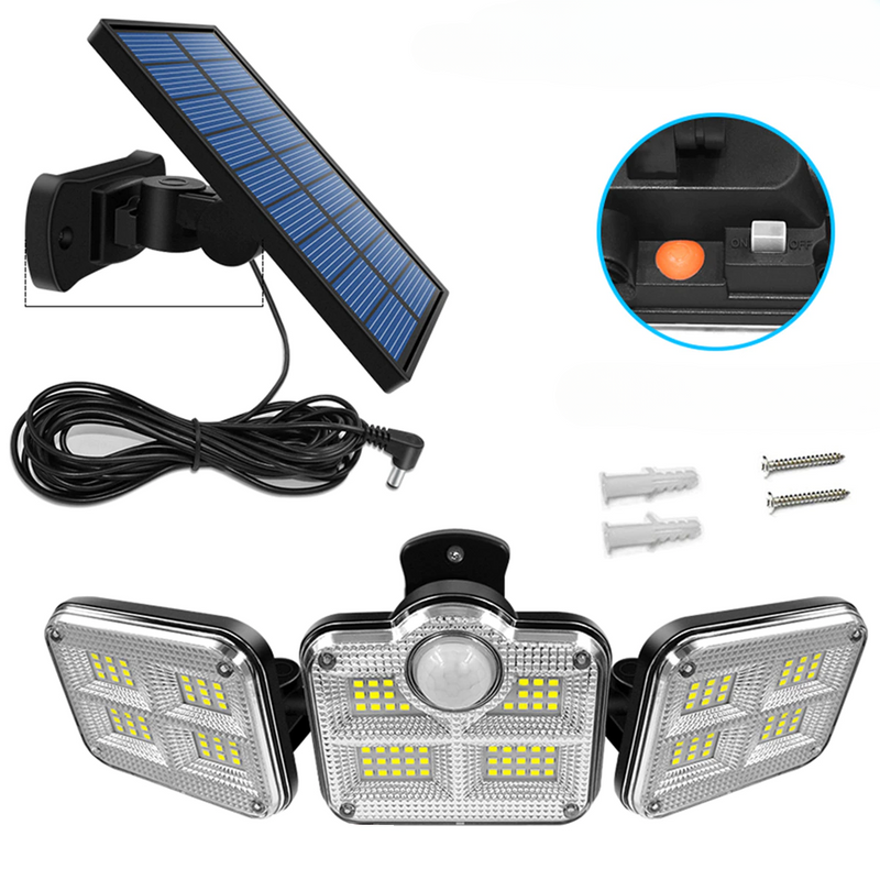 Refletor Led Solar Super Bright Light, Uso Exterior e Interior, Impermeável, Luminária Ajustável, Largo Ângulo de Iluminação