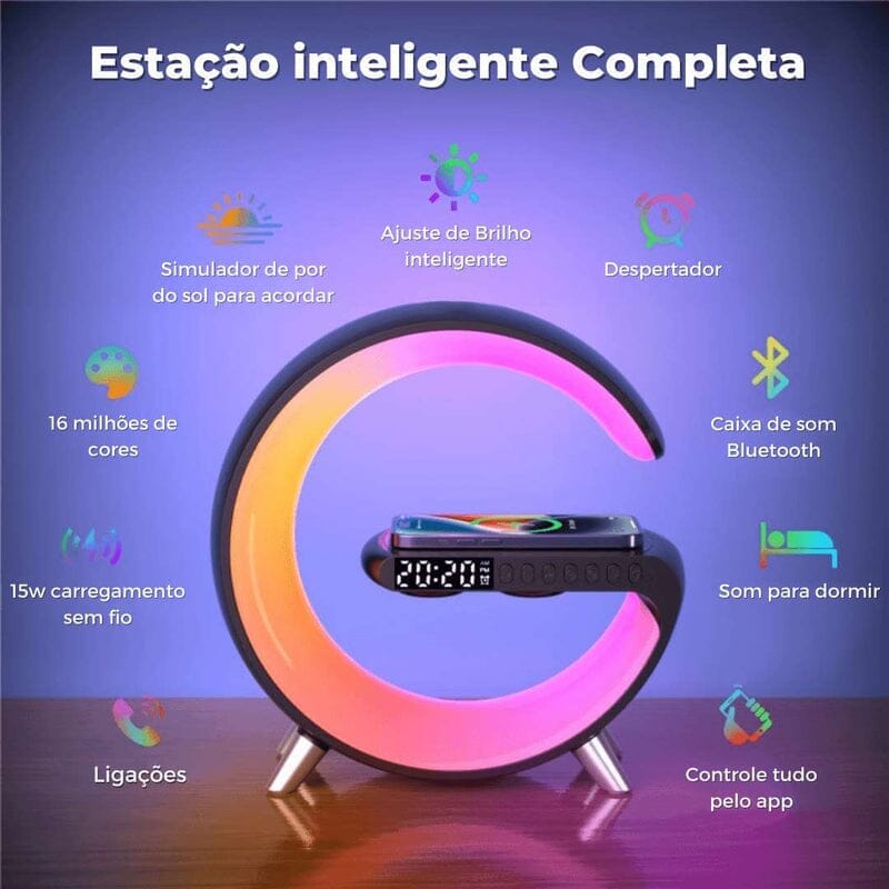 G-Speaker Carregador de Celular por Indução, Luminária e Caixa de Som