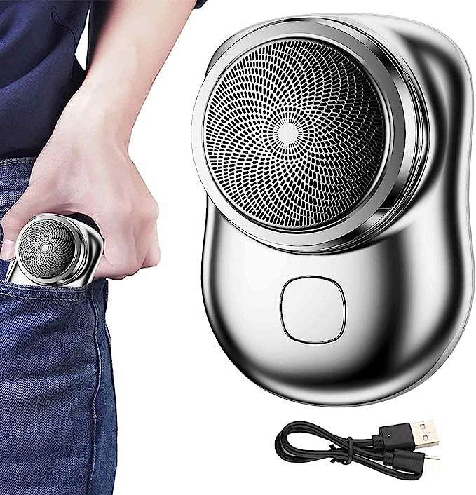Mini Barbeador Elétrico Portátil, Carregador USB, Uso Dia a Dia e Viagens