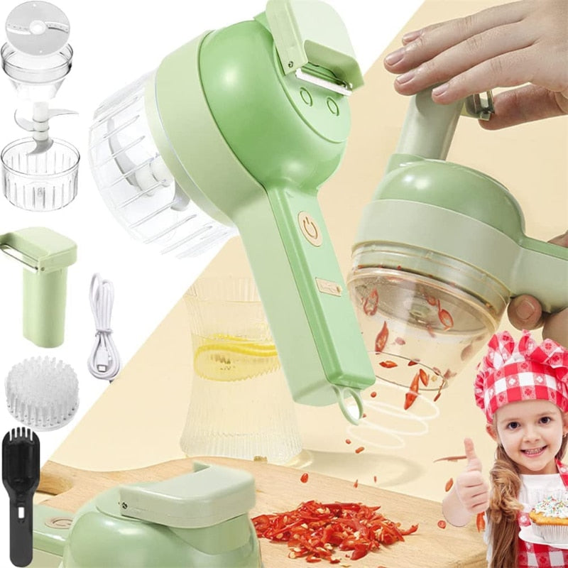 Triturador 4em1, Corta, Tritura, Fatia e Escova, Tudo em um Único Produto