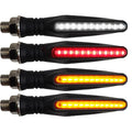 Setas Dianteira e Traseira tipo DRL, pisca da dianteira com luz Daytime Running Light(luz de circulação diurna) e pisca traseiro com Break Strobe Light(luz de freio embutida)