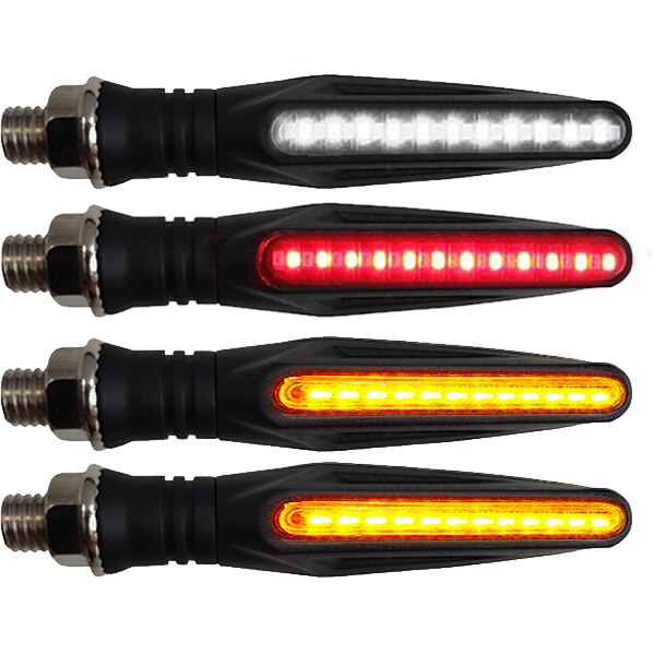 Setas Dianteira e Traseira tipo DRL, pisca da dianteira com luz Daytime Running Light(luz de circulação diurna) e pisca traseiro com Break Strobe Light(luz de freio embutida)