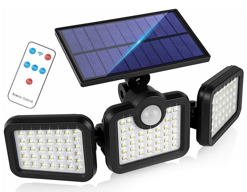 Refletor Led Solar Super Bright Light, Uso Exterior e Interior, Impermeável, Luminária Ajustável, Largo Ângulo de Iluminação
