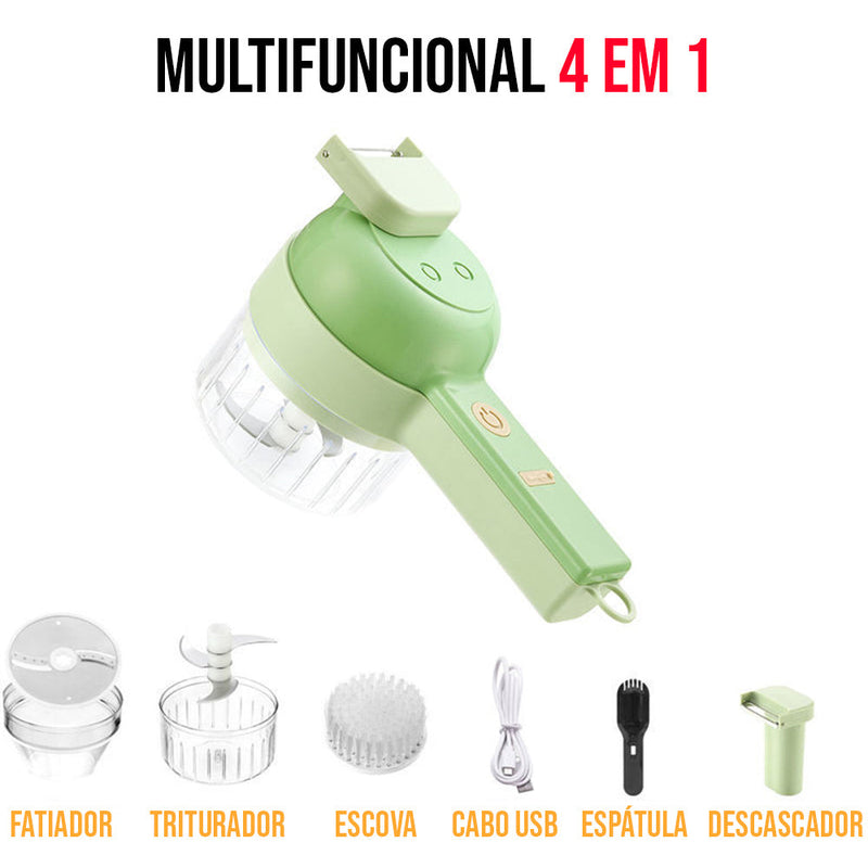 Triturador 4em1, Corta, Tritura, Fatia e Escova, Tudo em um Único Produto